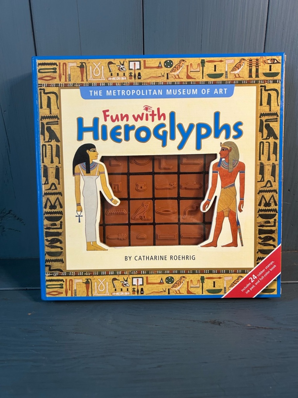 Fun with Hieroglyphs Educational Book with Stamps & Stamper - - Blue